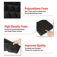 Load image into Gallery viewer, 2&quot;x12&quot;x12&quot; Sound Proof Padding, AGPTEK 12 Packs Acoustic Foam Panels, Sound Absorbing Foam for Recording Studio, TV Room, Kid’s Room, Office and Podcast Recording, Black
