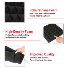 Load image into Gallery viewer, 2"x12"x12" Sound Proof Padding, AGPTEK 12 Packs Acoustic Foam Panels, Sound Absorbing Foam for Recording Studio, TV Room, Kid’s Room, Office and Podcast Recording, Black