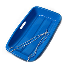 Load image into Gallery viewer, Winter Blue Plastic Snow Sled Boat Shape Sledge for Child Kid Adult Outdoor Pull