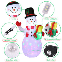 Load image into Gallery viewer, 5FT Snowman Inflatable Outdoor Decoration Rotating LED Lights Blow Up Christmas