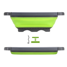 Load image into Gallery viewer, HK Over The Sink Collapsible Colander Kitchen Food Strainer 6-quart Capacity Strainers and Colanders with Extendable Handles Ideal For Washing Fruits, Vegetable, etc. BPA Free (Green)