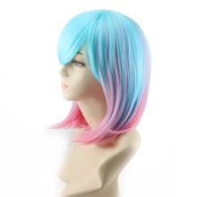 Load image into Gallery viewer, AGPTEK Multi-Color Ombre Short Bob Wig, Shoulder Length Women's Cosplay Party Halloween Costume Soft Synthetic Lace Full Wig with Free Stretchable Hairnet