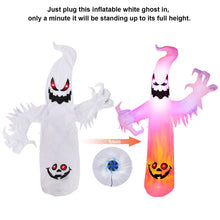 Load image into Gallery viewer, 8FT Halloween White Ghost Inflatable Outdoor Decoration with Color Changing LED