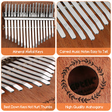 Load image into Gallery viewer, Kalimba 17 Keys Thumb Piano with Tuning Hammer and bag for Beginners Professionals
