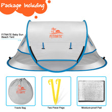 Load image into Gallery viewer, Baby Beach Tent, FINATE Baby Tent for Beach UPF 50+ & UV Protection, Waterproof, Breathable & Portable, Pop Up Travel Tent Baby Mosquito Net with 1 Moisture-proof Pad, 1 Travel Bag & 2 Pegs