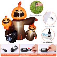 Load image into Gallery viewer, 5FT Inflatable Halloween Decorations, CAMULAND Halloween inflatable Pumpkin with Cats, Built-in LED Lights, Ropes, Inflatable LED Lights Blow Up outdoor Decor for Yard, Gardens and Lawns