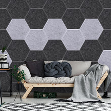 Load image into Gallery viewer, 12 Packs Acoustic Absorption Panels, AGPTEK 11.8 x 10.2 x 0.35 Inches Hexagon Absorption Panel, Acoustic Soundproofing Insulation Panel Tiles, Great for Wall Decoration and Acoustic Treatment (silver gray)