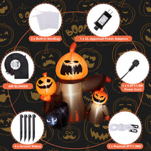 Load image into Gallery viewer, 5FT Inflatable Halloween Decorations, CAMULAND Halloween inflatable Pumpkin with Cats, Built-in LED Lights, Ropes, Inflatable LED Lights Blow Up outdoor Decor for Yard, Gardens and Lawns