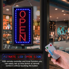 Load image into Gallery viewer, LED Open Sign, 19x10inches(Update Version) Business Open Sign Advertisement Board Electric Display Sign,With Remote Control&Timing Function,2 Lighting Modes Flashing & Steady