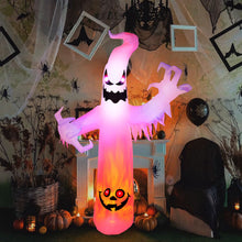 Load image into Gallery viewer, 8FT Halloween White Ghost Inflatable Outdoor Decoration with Color Changing LED