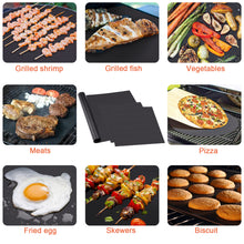 Load image into Gallery viewer, IMAGE BBQ Grill Mat Set of 3, one Large 16" x71”, 2 pcs 16"x13", 100% Non-Stick Grill Mats for Outdoor Grill, Reusable, Heat Resistant, PFOA Free for Gas Grill, Charcoal, Electric Grill and Oven