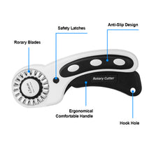 Load image into Gallery viewer, AGPtek 45mmRotary Cutter with 7 Replacement Rotary Blades & Safety Lock for Precise Cutting Ideal for Sewing Fabric Leather Quilting & More