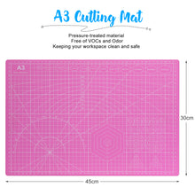 Load image into Gallery viewer, Pink 45mm Rotary Cutter Tool Kit w/ A3 Cutting Mat + Patchwork Ruler + Fabric Clips