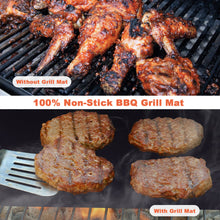 Load image into Gallery viewer, IMAGE BBQ Grill Mat Set of 3, one Large 16" x71”, 2 pcs 16"x13", 100% Non-Stick Grill Mats for Outdoor Grill, Reusable, Heat Resistant, PFOA Free for Gas Grill, Charcoal, Electric Grill and Oven