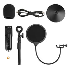 Load image into Gallery viewer, AGPtEK USB Condenser Microphone+Table Stand+Pop filter Kit+Wind Foam for Laptops PC Phones