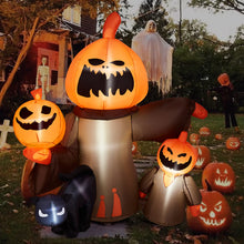Load image into Gallery viewer, 5FT Inflatable Halloween Decorations, CAMULAND Halloween inflatable Pumpkin with Cats, Built-in LED Lights, Ropes, Inflatable LED Lights Blow Up outdoor Decor for Yard, Gardens and Lawns