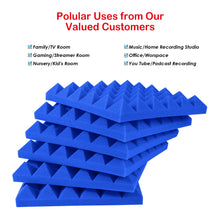 Load image into Gallery viewer, 2"x12"x12" Sound Proof Padding, AGPTEK 12 Packs Acoustic Foam Panels, Sound Absorbing Foam for Recording Studio, TV Room, Kid’s Room, Office and Podcast Recording, Black and Blue