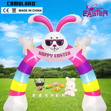 Load image into Gallery viewer, Easter Inflatable Outdoor, CAMULAND 10FT Bunny Inflatable Arch Decoration with Banner and LED Lights, Easter Inflatables Archway Décor, Great for Home, Yard, Lawn