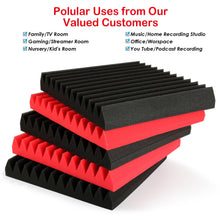 Load image into Gallery viewer, AGPtEK 12 Packs Soundproof Foams 12*12 *2 In Acoustic Foam Panels Ideal for Recording Studio TV Room Kid’s Room Office and Podcast Recording with Adhesive Tabs