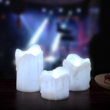 Load image into Gallery viewer, LED Candles Battery Operated Flameless smokeless 3 PCS/set Wax Dripped Exterior design Premium Votive Candles for Wedding/Party Decorations cool white