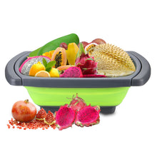 Load image into Gallery viewer, HK Over The Sink Collapsible Colander Kitchen Food Strainer 6-quart Capacity Strainers and Colanders with Extendable Handles Ideal For Washing Fruits, Vegetable, etc. BPA Free (Green)