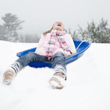 Load image into Gallery viewer, Winter durable Plastic snow Sled in boat shape Snow Sledge for child and adult Outdoor Pulling Snow board Snow Seats 89*43*10.8CM/35.*17*4.3 inch blue color