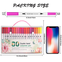 Load image into Gallery viewer, AGPtEK 60 Colors Dual Tip Brush Marker Pens Non-Toxic Odorless & Blendable Perfect for Sketch Book