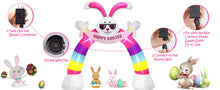 Load image into Gallery viewer, Easter Inflatable Outdoor, CAMULAND 10FT Bunny Inflatable Arch Decoration with Banner and LED Lights, Easter Inflatables Archway Décor, Great for Home, Yard, Lawn