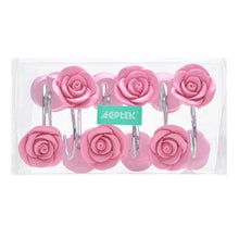 Load image into Gallery viewer, AGPtek® 12 PCS Fashion Decorative Home Rose Shower Curtain Hooks For Interior decoration, Soldering Iron, Pink