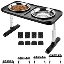Load image into Gallery viewer, Ownpets Elevated Dog Bowls, Raised Food and Water Bowls with Adjustable Stand, No Spill Stainless Steel Pet Bowls with 4 Heights for Small, Medium & Large Dogs