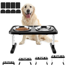 Load image into Gallery viewer, Ownpets Elevated Dog Bowls, Raised Food and Water Bowls with Adjustable Stand, No Spill Stainless Steel Pet Bowls with 4 Heights for Small, Medium & Large Dogs