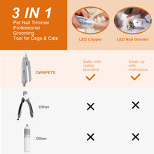 Load image into Gallery viewer, Dog Cat Nail Clipper Grinder with LED Light Electric Pet Grooming Tool