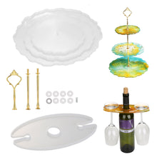 Load image into Gallery viewer, Resin Casting 3 Tier Cake Stand Mold DIY Silicone Mold Kit with 3 Round Tray