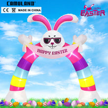 Load image into Gallery viewer, Easter Inflatable Outdoor, CAMULAND 10FT Bunny Inflatable Arch Decoration with Banner and LED Lights, Easter Inflatables Archway Décor, Great for Home, Yard, Lawn