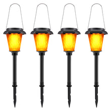 Load image into Gallery viewer, Flickering Flame Solar Lights, IMAGE 4 Pcs Solar Torch Light with Flickering Flame, Solar Powered Lights with Waterproof Function, Torch Solar Lights Outdoor with Ground Spike for Yard, Patio and Lawn