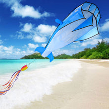 Load image into Gallery viewer, 3D Kite Huge Frameless Soft Parafoil Giant Dolphin Blue
