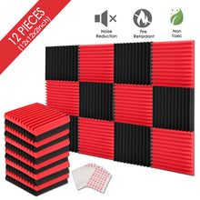 Load image into Gallery viewer, AGPtEK 12 Packs Soundproof Foams 12*12 *2 In Acoustic Foam Panels Ideal for Recording Studio TV Room Kid’s Room Office and Podcast Recording with Adhesive Tabs