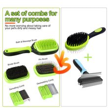 Load image into Gallery viewer, 5 In 1 Pet Brush Set Pet Grooming Shedding Massage Combs for Dogs & Cats Removes Undercoat Dander Dirt
