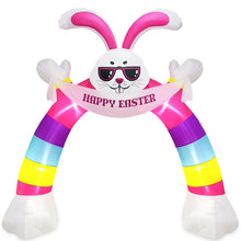 Load image into Gallery viewer, Easter Inflatable Outdoor, CAMULAND 10FT Bunny Inflatable Arch Decoration with Banner and LED Lights, Easter Inflatables Archway Décor, Great for Home, Yard, Lawn