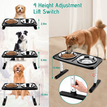 Load image into Gallery viewer, Ownpets Elevated Dog Bowls, Raised Food and Water Bowls with Adjustable Stand, No Spill Stainless Steel Pet Bowls with 4 Heights for Small, Medium & Large Dogs