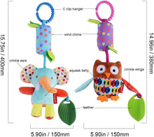 Load image into Gallery viewer, Livinganic  Toys for 0 3 6 9 to 12 Months, Soft Hanging Crinkle Squeaky Sensory Learning Toy Infant Newborn Stroller Car Seat Crib Travel Activity Plush Animal Wind Chime with Teether for Boys Girls