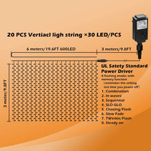 Load image into Gallery viewer, IMAGE 600 LED 9.8*19.6 feet LED Curtain Lights with 8 Light Modes and Memory Function, Waterproof Curtain Lights Warm White