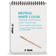 Load image into Gallery viewer, AGPtEk Watercolor Paper Pad 2 Packs 9 * 12 inches 70 Sheets Acid Free Great for Watercolor Painting and Wet Media