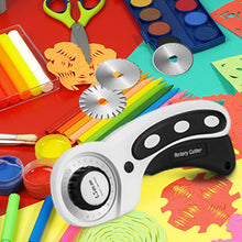 Load image into Gallery viewer, AGPtek 45mmRotary Cutter with 7 Replacement Rotary Blades & Safety Lock for Precise Cutting Ideal for Sewing Fabric Leather Quilting & More