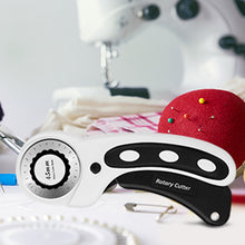 Load image into Gallery viewer, AGPtek 45mmRotary Cutter with 7 Replacement Rotary Blades & Safety Lock for Precise Cutting Ideal for Sewing Fabric Leather Quilting & More