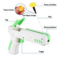 Load image into Gallery viewer, Green Interactive Cat Toy Gun Cat Stick Toy with Ball & Feather