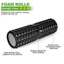 Load image into Gallery viewer, 5-In-1 Large size Foam Roller Kit with Muscle Roller Stick and Massage Balls, High Density 18" Foam Roller for Muscle Therapy and Balance Exercise