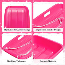Load image into Gallery viewer, Winter durable Plastic snow Sled in boat shape Snow Sledge for child and adult Outdoor Pulling Snow board Snow Seats 65*36*10.8CM/25.6*14.2*4.3 inch pink color