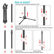 Load image into Gallery viewer, Anti-slip Tripod Condenser Microphone Stand Adjustable Height for Acoustic Isolation Shield