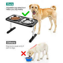 Load image into Gallery viewer, Ownpets Elevated Dog Bowls, Raised Food and Water Bowls with Adjustable Stand, No Spill Stainless Steel Pet Bowls with 4 Heights for Small, Medium & Large Dogs